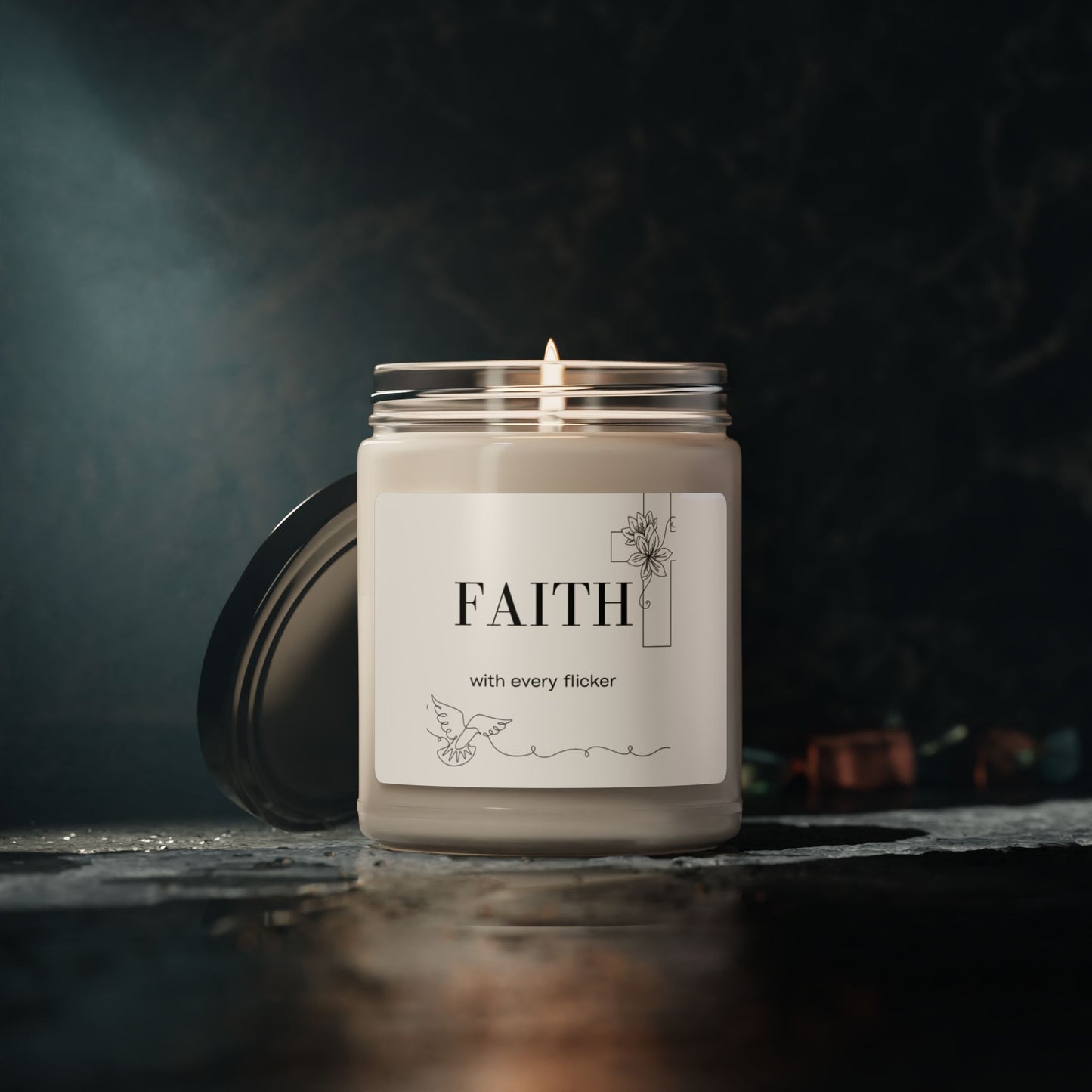 Faith With Every Flicker. Scented Soy Candle, 9oz