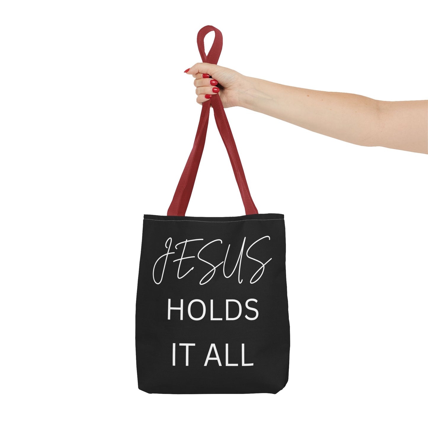 Jesus Holds It All Tote Bag (AOP)