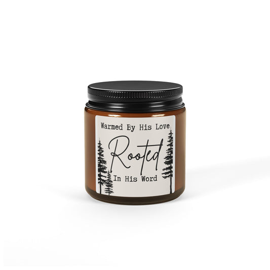 Rooted In His Word Scented Soy Candle (Multi-Size, Amber Jar)