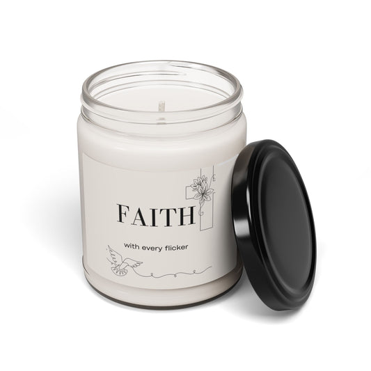 Faith With Every Flicker. Scented Soy Candle, 9oz