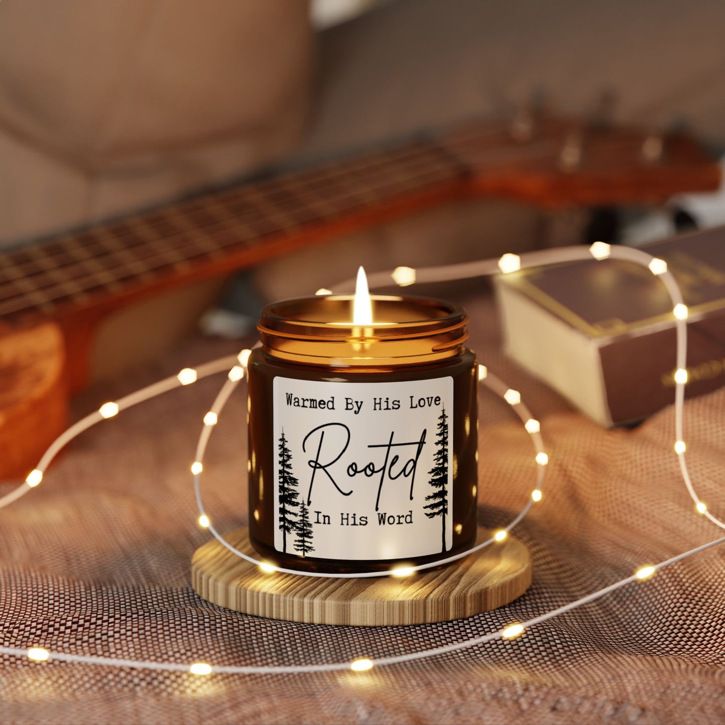 Rooted In His Word Scented Soy Candle (Multi-Size, Amber Jar)