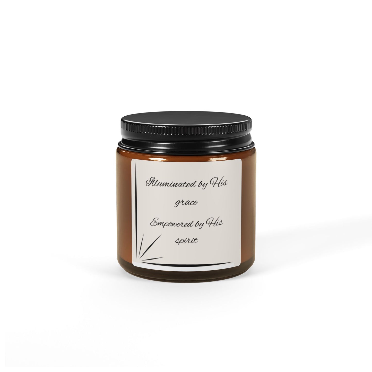 Illuminated by His Grace. Scented Soy Candle (Multi-Size, Amber Jar)