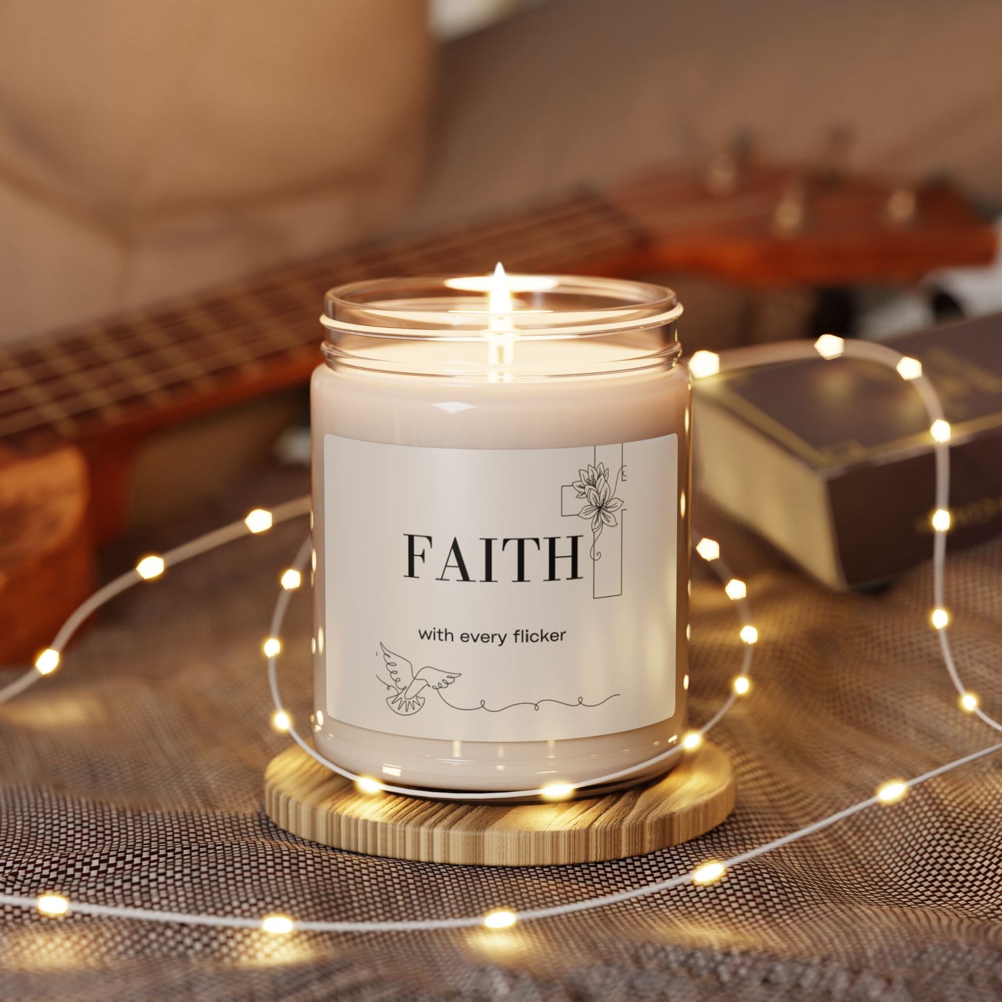 Faith With Every Flicker. Scented Soy Candle, 9oz