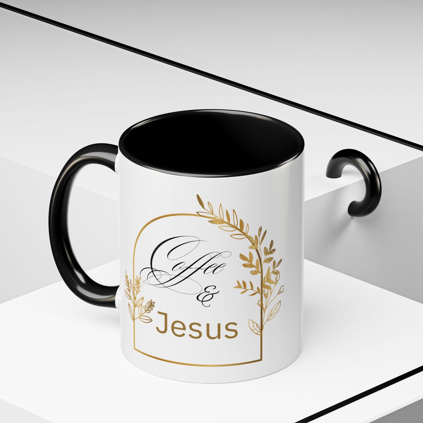 Coffee & Jesus Accent Coffee Mug (11, 15oz)